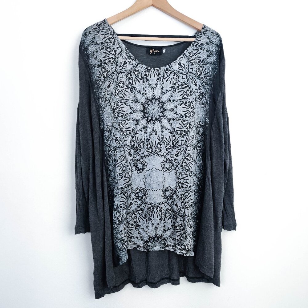 Johnny Was Biya Oversized Grey High Low Tunic Top Small